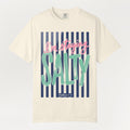 Beige t-shirt with 'I'm staying Salty' text on a white background