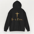 He Is Risen Gold Cross Unisex Hoodie